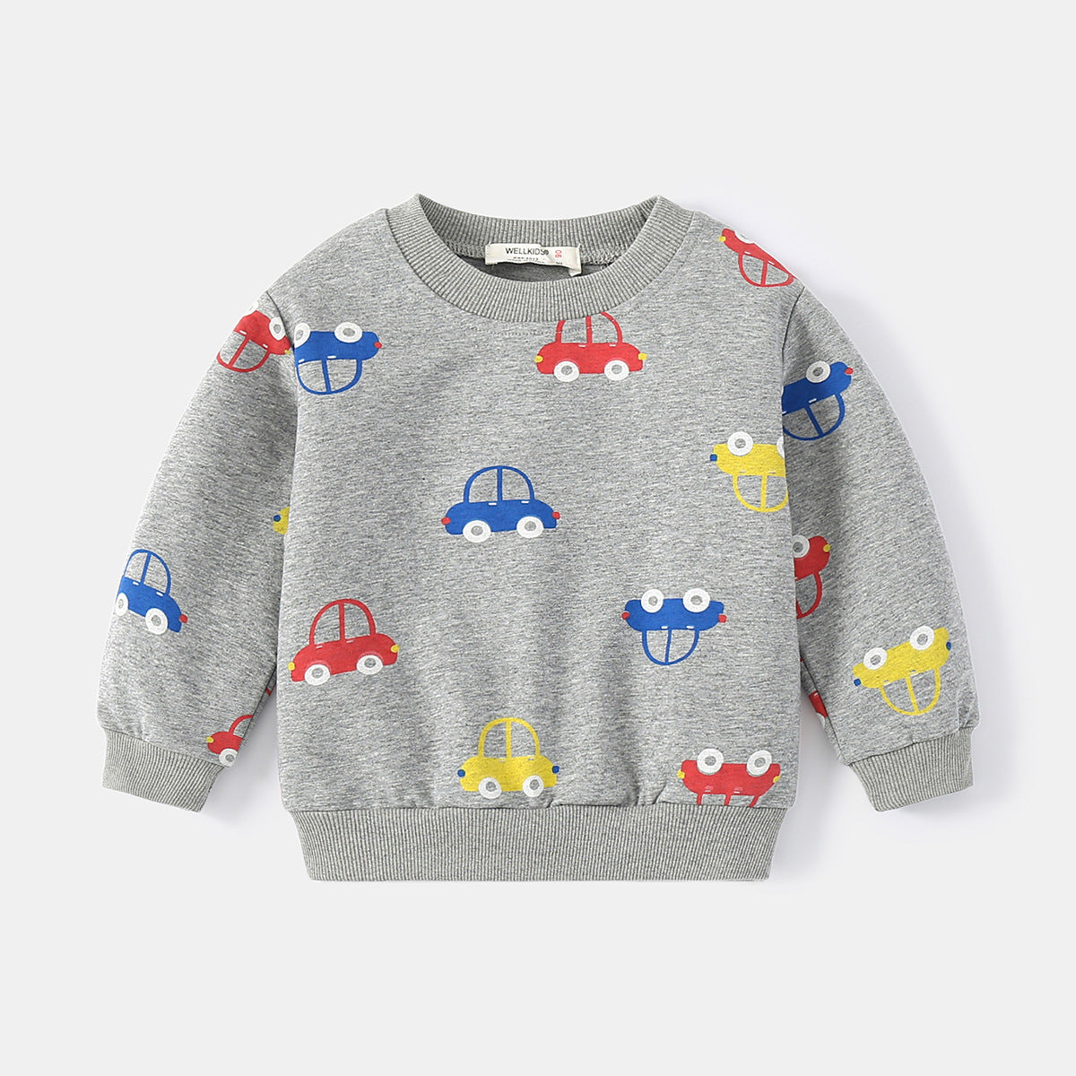 Car Print Gray Sweatshirts For Toddlers And Kids