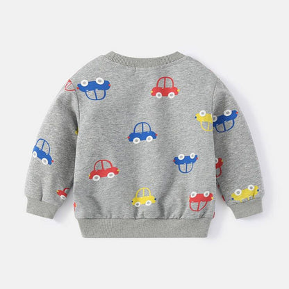 Car Print Gray Sweatshirts For Toddlers And Kids