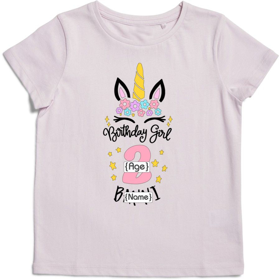 Personalised Unicorn Birthday Girl T-Shirts | 100% Cotton