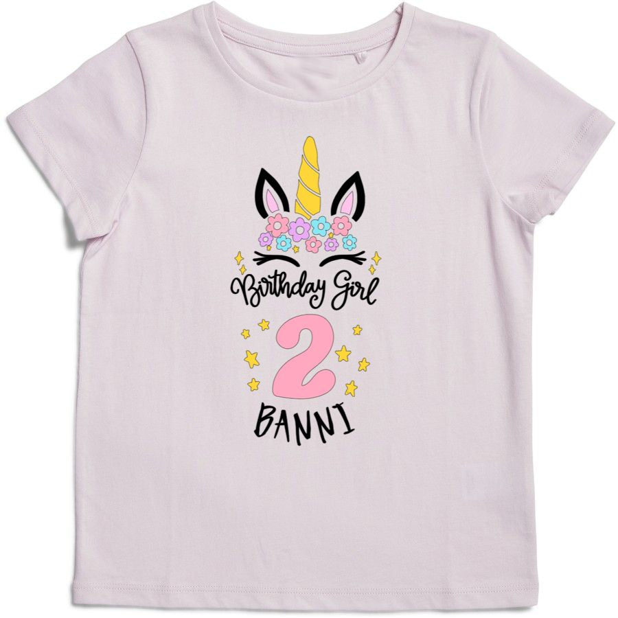 Personalised Unicorn Birthday Girl T-Shirts | 100% Cotton