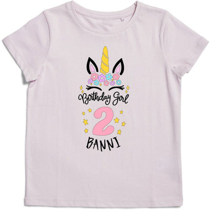 Personalised Unicorn Birthday Girl T-Shirts | 100% Cotton