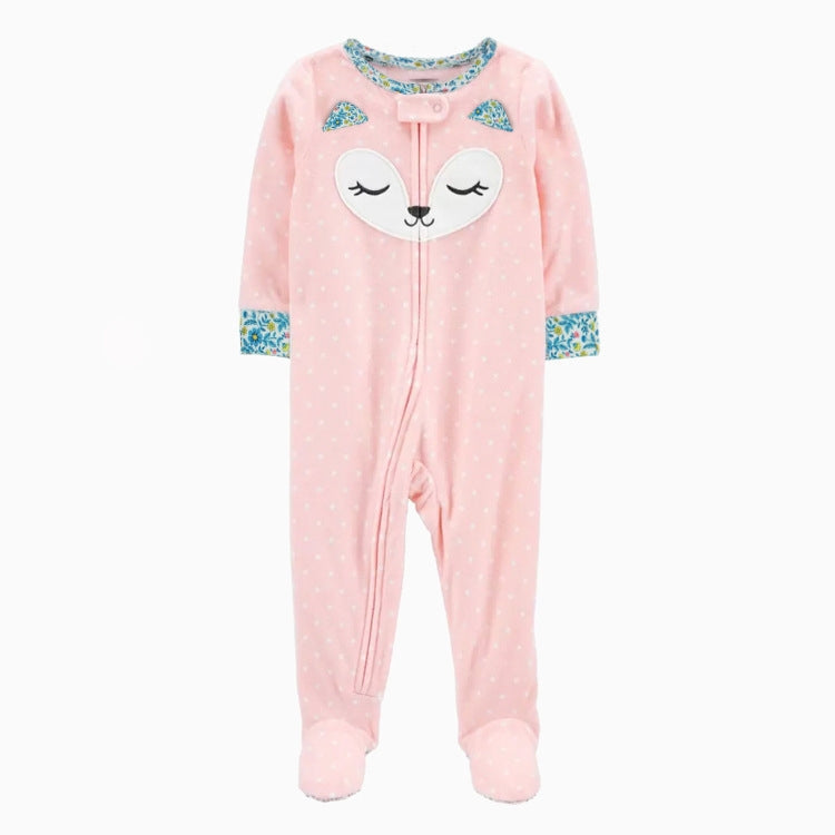 Cute Fox Pink Zip-Up Jumpsuit | 100% Cotton