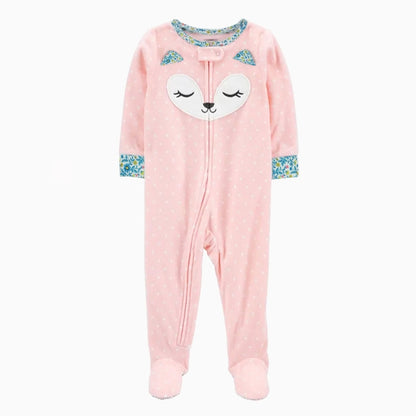 Cute Fox Pink Zip-Up Jumpsuit | 100% Cotton