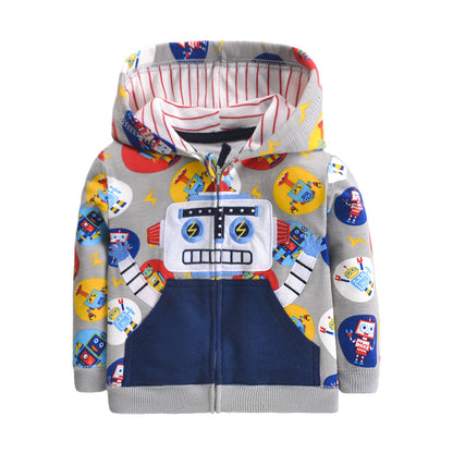 Robot Zip-Up Hoodie | Multicolour | 100% Cotton